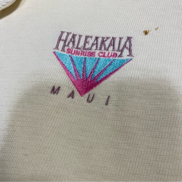 Vintage Maui Haleakala Logo Crazy Shirt Collared Longsleeve Cream with Flaws - Picture 9 of 11